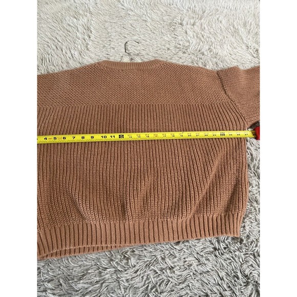 Kittenish Boho Tight Knit Sweatshirt Womens Medium Beige Pullover 1/4 Button - Picture 7 of 9